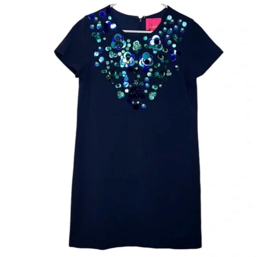 $278 NWT Lilly Pulitzer Sequin Embellished Havyn Dress In Navy Size 00